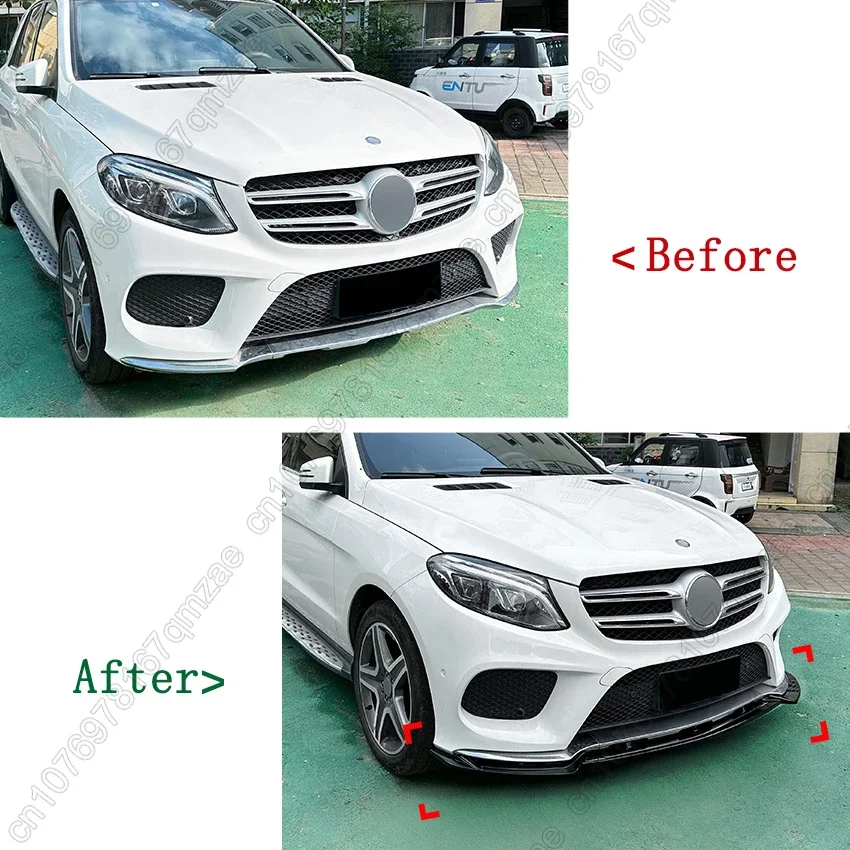 Car Front Bumper Splitter Lip Diffuser Body Kit Spoiler Guard 3Pcs For Mercedes W166 GLE Coupe C292 43 450 500 AMG 2015-2018