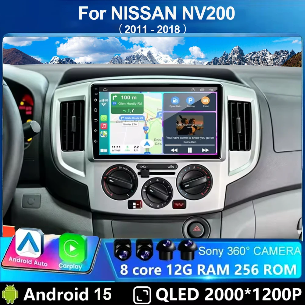 

Car Radio For NISSAN NV200 2011 2012 2013 2014 2015 2016 2017 2018 GPS Navigation Android 15 Player Carplay 4G WIFI