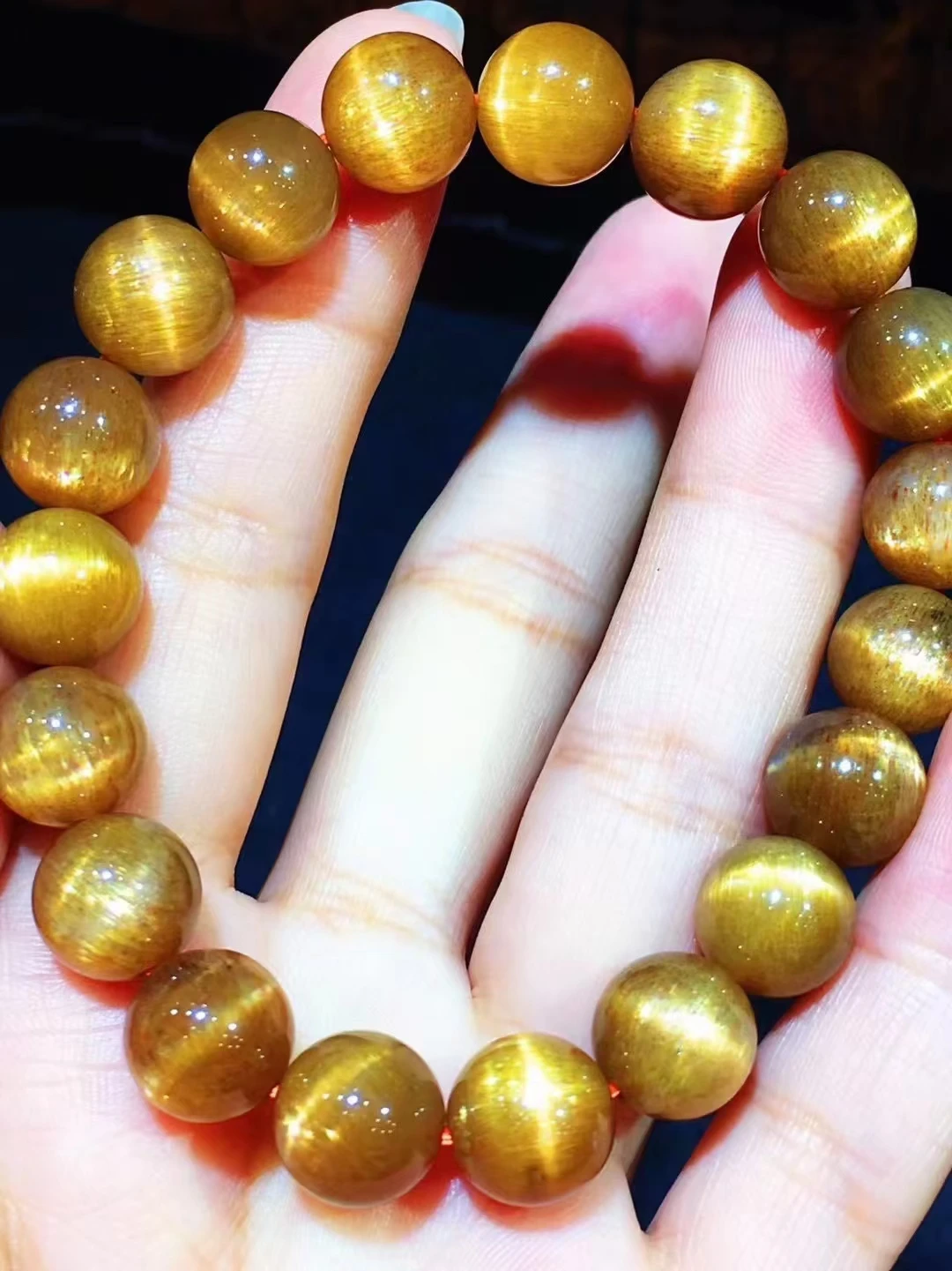 الطبيعية البرتقال الذهب Sunstone Moonstone كبير الخرز سوار النساء الرجال 10.3 مللي متر تمتد ضوء فلاش كريستال واضح الخرز المستديرة AAAAAA
