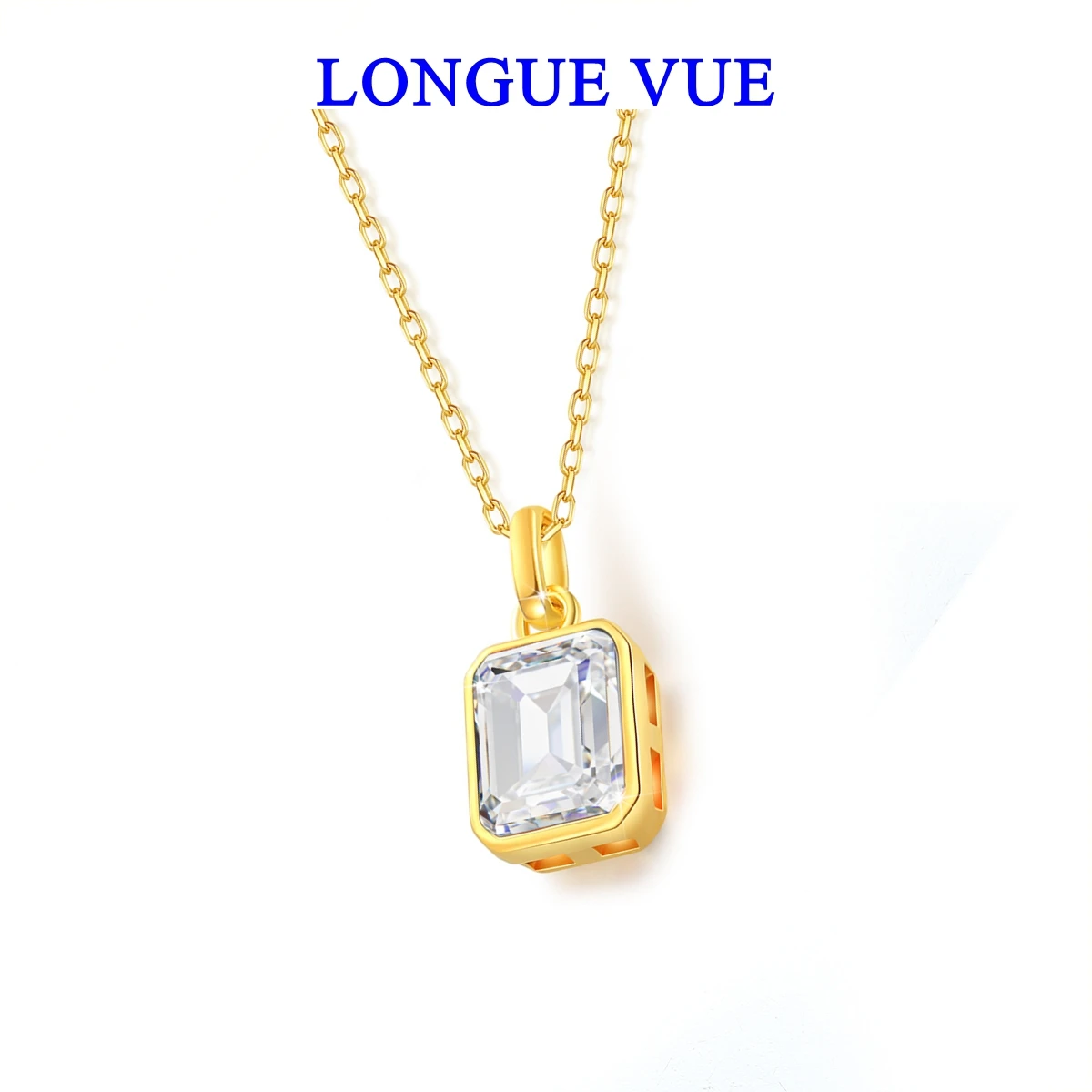 

Certified 18K Gold 4ct Emerald Cut D VVS1 Moissanite Pendant Necklace for Women Wedding Diamond Jewelry with GRA Certificate