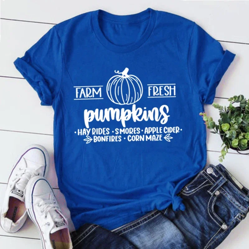 Farm Fresh Pumpkin Shirt Fresh Tshirt Fall Pumpkin Tee Halloween Clothes Farmer Shirts Fall Gift L