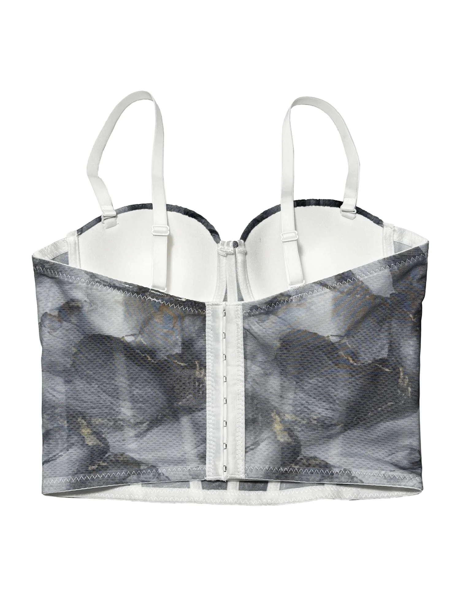 Women Printed Corset Top Underwire Spaghetti Straps Push Up Padded Cups Boned Bustier Adjustable for Party Travel Night Out