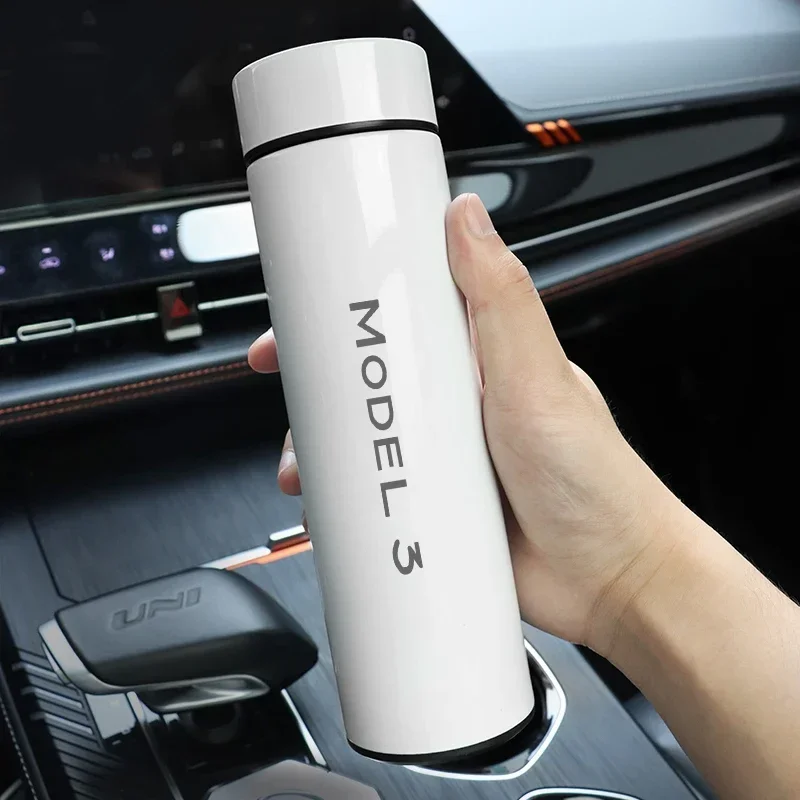 Für tesla model3 500ml digitaler thermos becher intelligente temperatur anzeige wasser flasche wärme erhaltung vakuum thermos flasche