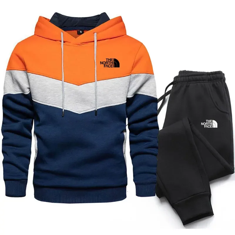 Chándal para hombre, sudaderas con capucha a rayas + pantalones de chándal, conjunto de 2 piezas, nueva moda, traje para correr informal diario de alta calidad para Otoño e Invierno