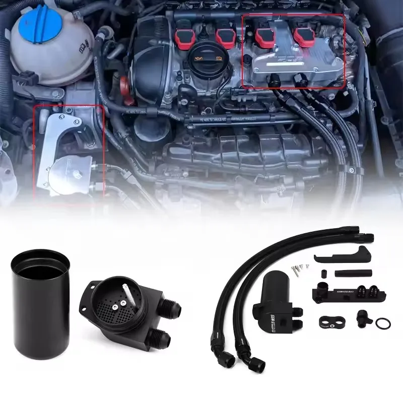 Aluminum Oil Dipstick Hole Breathable Kettle For EA113 MK6 Golf R Audi A3 Car Baffled Oil Catch Can Reservoir Tank BB-OCC-001