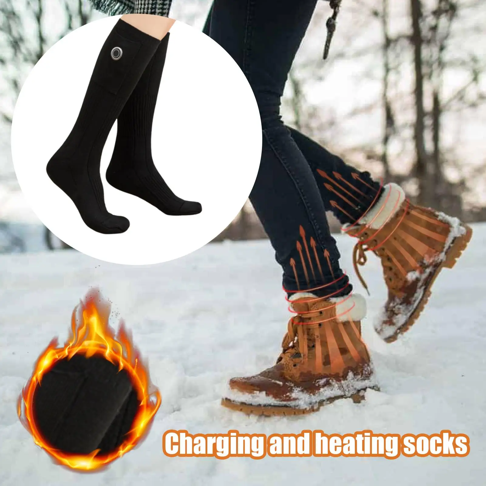 جوارب ساخنة من القطن قابلة للتنفس 3 أوضاع جورب تسخين القدم الشتوي قابل للتعديل للعمل والسفر والصيد والتزلج والمشي لمسافات طويلة في الشتاء