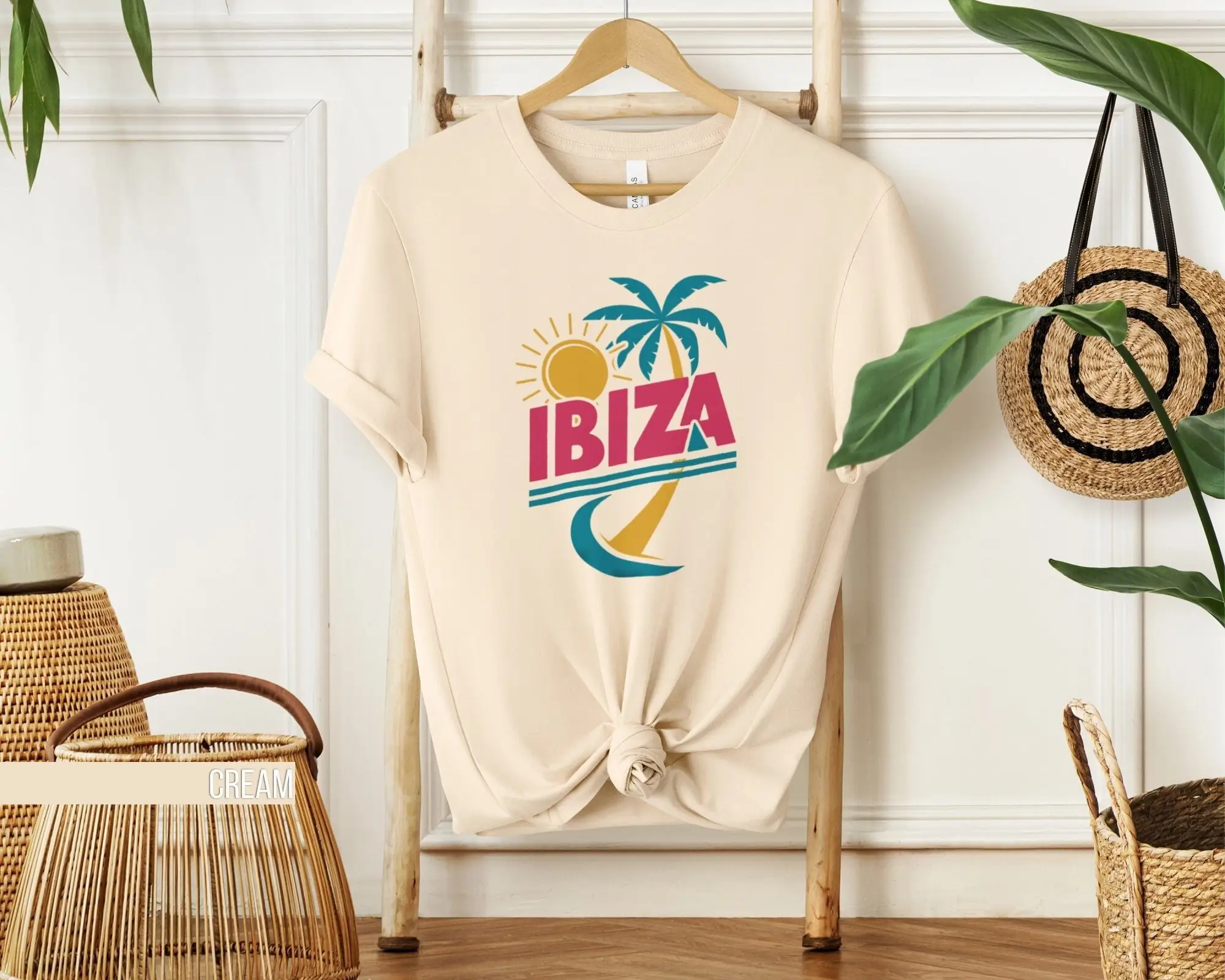 

Футболка Ibiza для пляжного отдыха в стиле ретро, летние каникулы, крутая островная одежда, топ с пальмовым деревом, модные развлечения для путешествий