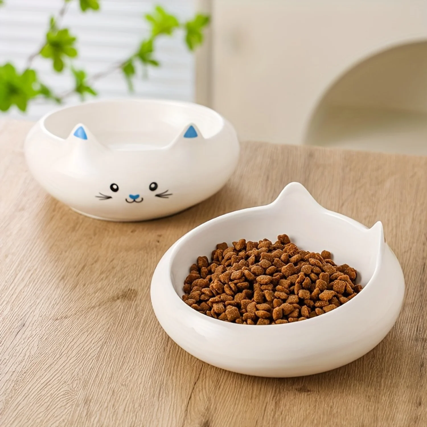 Elevated Ceramic Cat Bowls with Neck Protection, Anti-Tip Double Dishes for Cats and Dogs - Perfect Food and Water Bowls for Pet