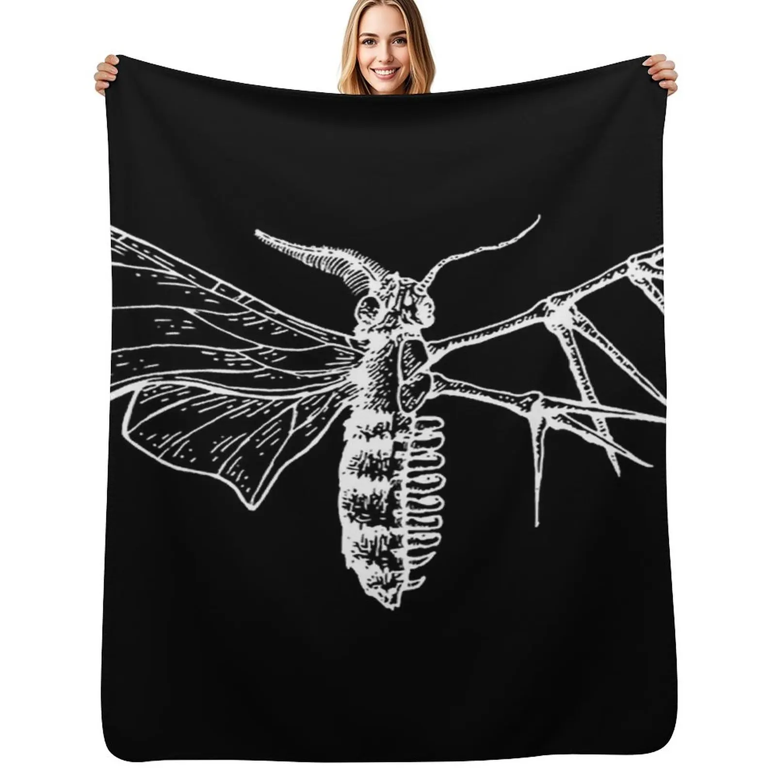 moth body anatomy skeleton Throw Blanket Travel Size Cozy Blanket for Plane Train