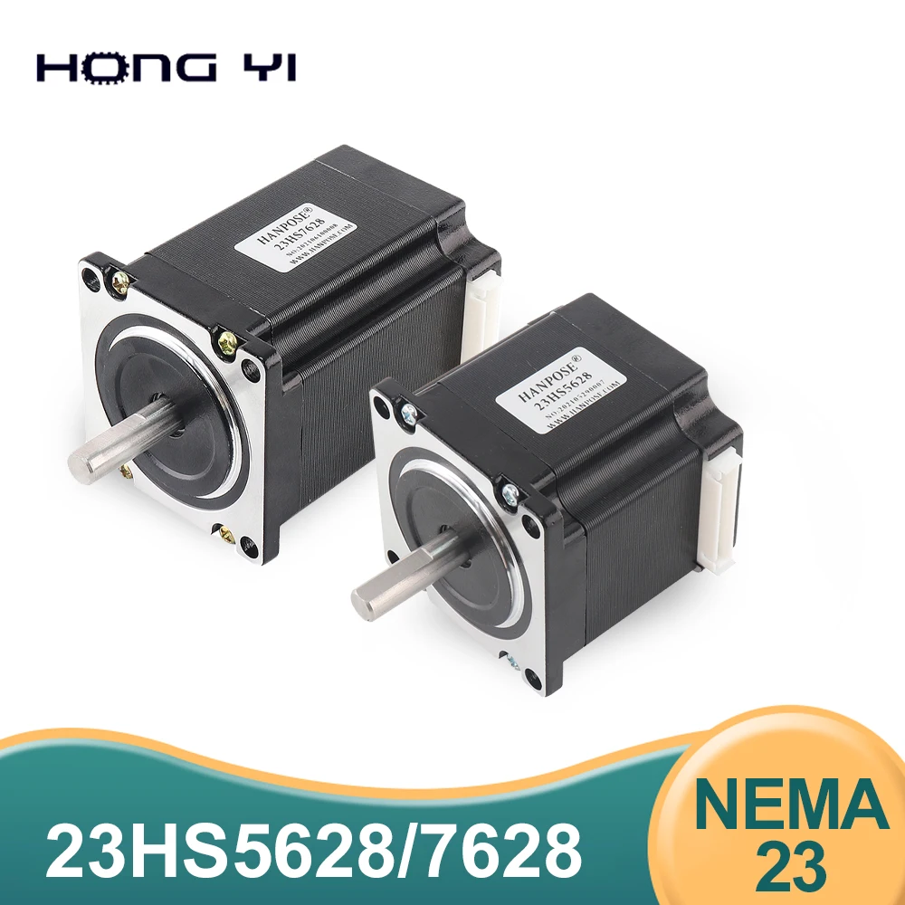 1 Peça Motor de Passo Nema23 23HS5628 /7628, 57°, 4 fios, 1.26 N.cm, 2.8A, 8mm, para CNC, Laser, Retificação, Espuma, Corte a Plasma