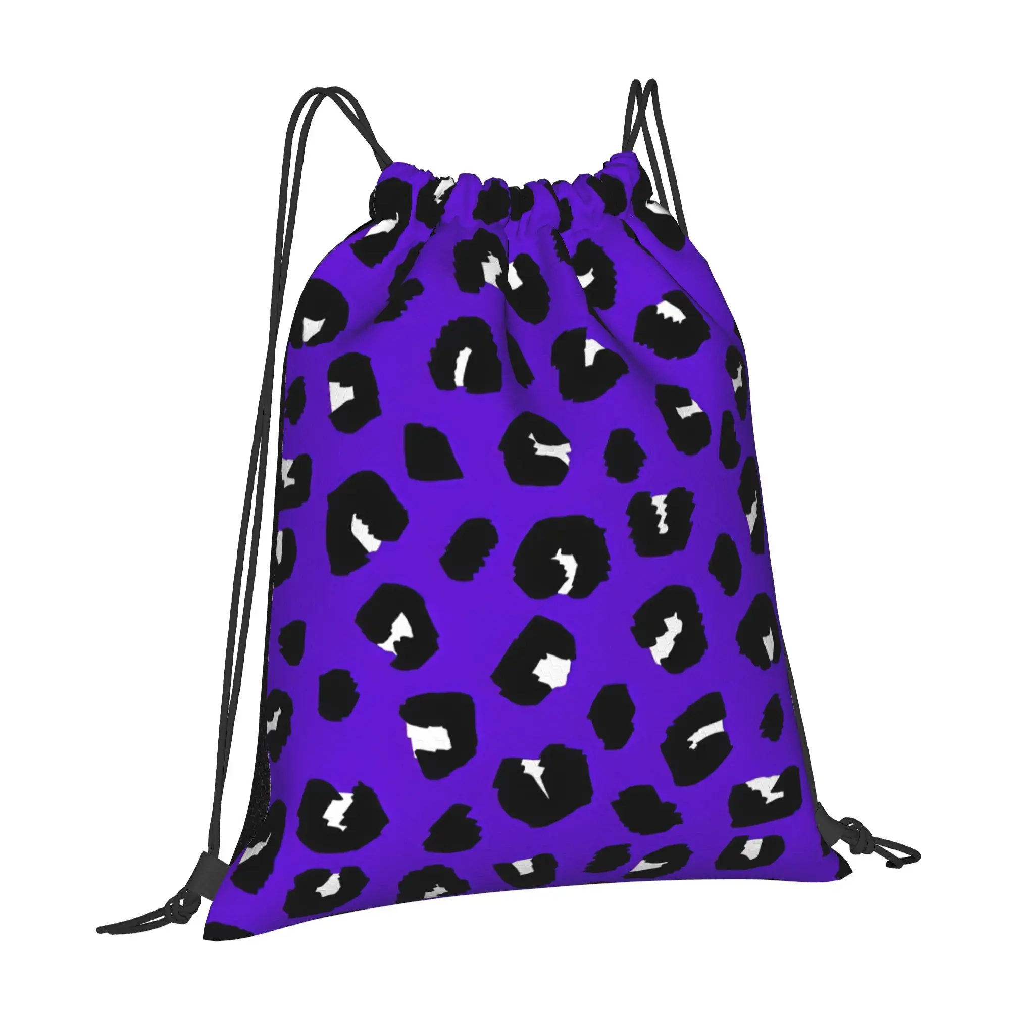 Leopard Print Spots Purple 1 Leopard Print Multi-function Men Women Storage Backpack Teenager Travel Bag Print Drawstring Bags