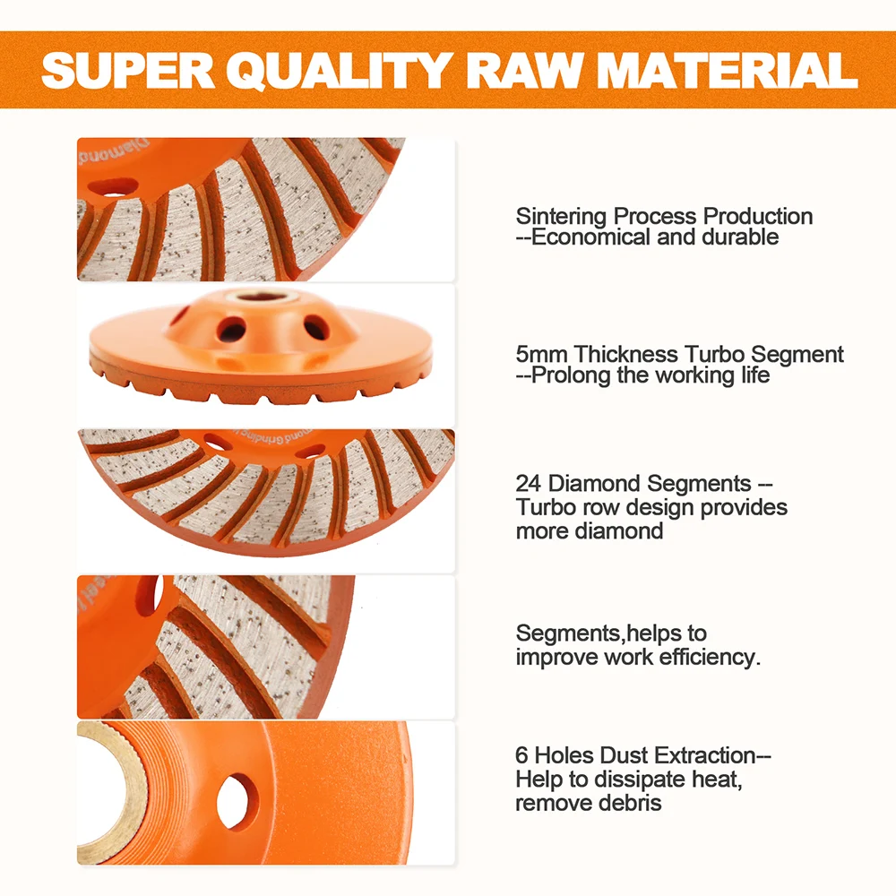 Imagem -04 - Brschnitt-diamond Grinding Wheels Polimento de Concreto Alvenaria Granito Mármore Turbo Hole Saw Roda Sinterizada 100 mm Diâmetro