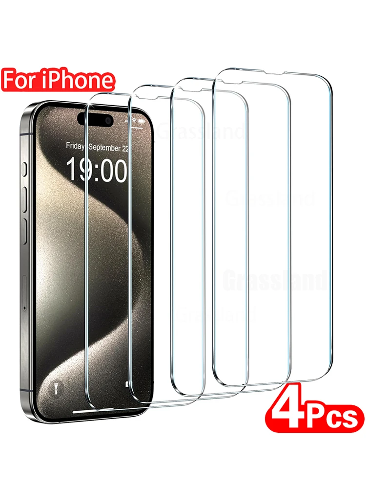 4Pcs Gehärtetem Glas Für iPhone 15 14 13 12 11 Pro Max Screen Protector Für iPhone 6 7 8 plus X XS Max XR Schutz Glas Film