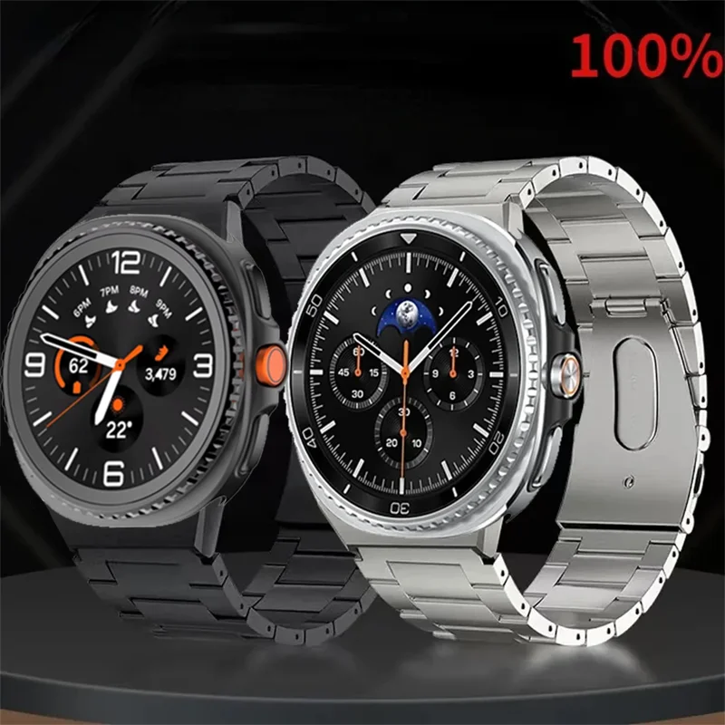 حزام معدني من التيتانيوم لساعة سامسونج جالاكسي الترا 2025 سوار معصم من الفولاذ المقاوم للصدأ الخفيف لساعة جالاكسي 8 40/44 ملم كلاسيكي 46 ملم