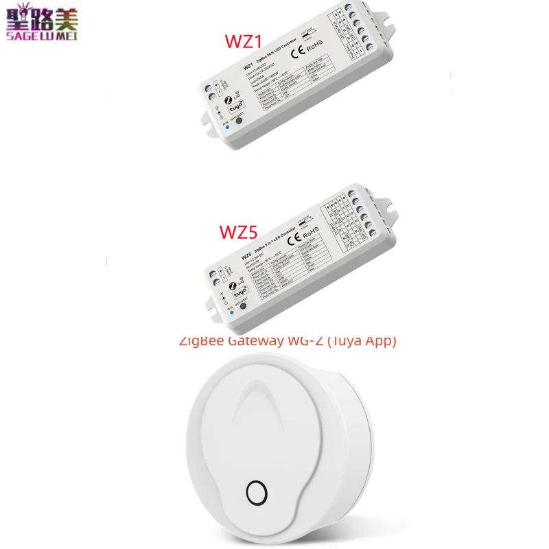 

ZigBee3.0 Gateway WG-Z (Tuya App) Work with WZ1 2CH*5A RF Dimmer/WZ5 5CH*3A Controller for Single Color RGB RGBW RGBCCT Led Lamp