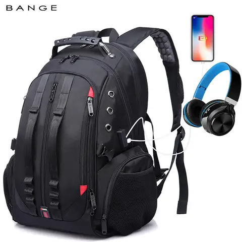 BANGE Big 40L Men's Backpacks Oxford Waterproof Rucksack Business Computer Bag Travel Backpack Student School Bag with USB Port