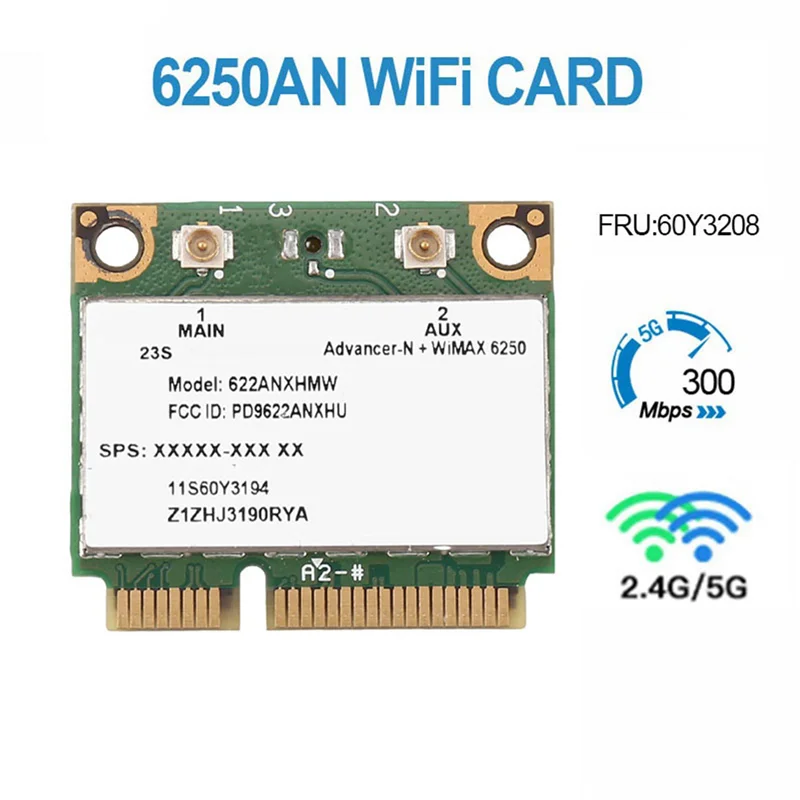 3X 6250AN 622ANXHMW Wifi カード 300Mbps 2.4G & 5G Wifi アダプター Lenovo/Thinkpad Advanced-N 6250 用