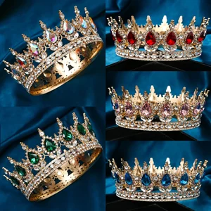 Barockrunde Hochzeitskrone, Brautwettbewerb, Strasssteine Crystal Tiaras, Queens Helmform und König 8 Hauptverkaufskönig - №3