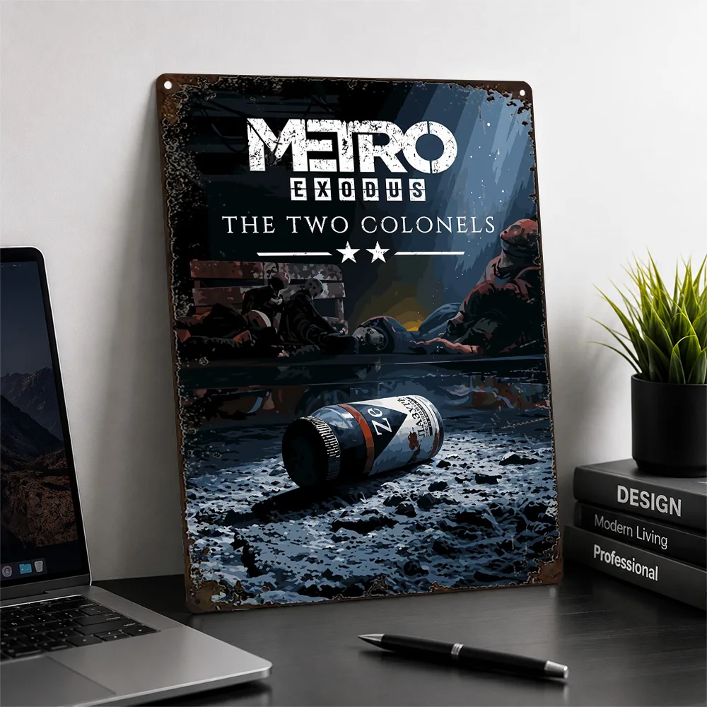 Metro Exodus Two Colonels Textured Metal Poster Cinematic Wall Art For Gaming Room Customized Aluminum Sign Collector Gift Idea