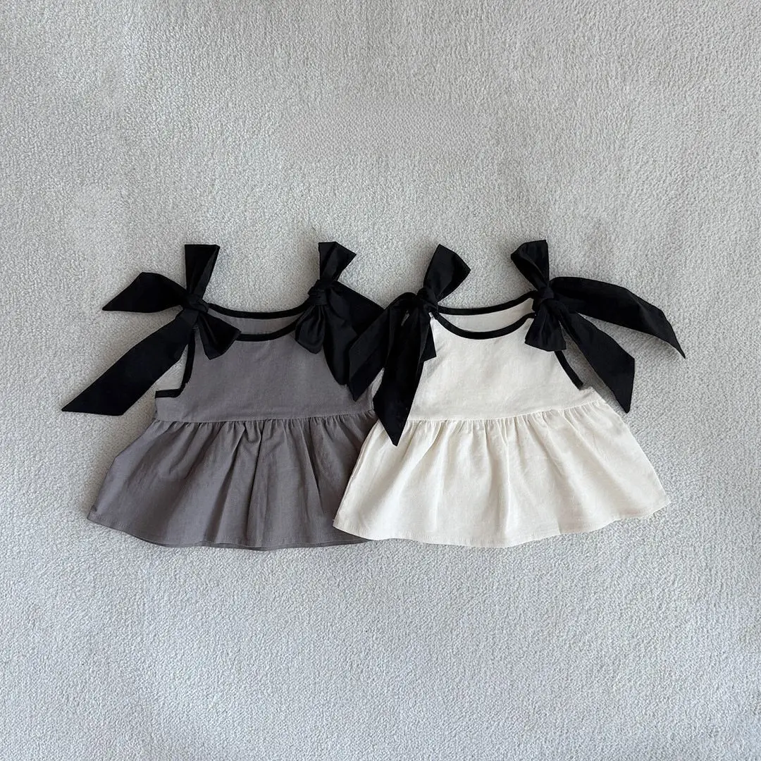 

2025 Summer Girls Vest Blouses Shirts Children's Clothing Summer New Design Sweet Cute Cool Bow Camisole for Baby Girls