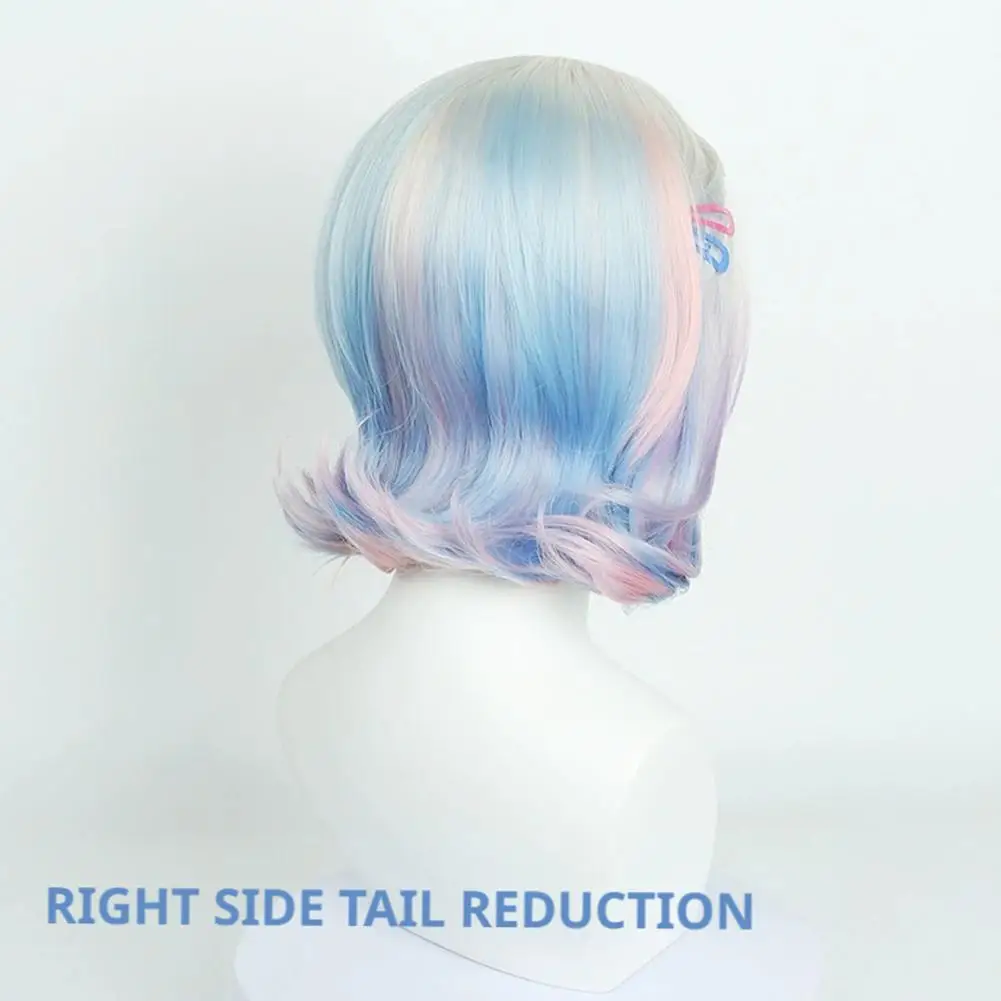 Wellenhaarperücke mit rosa blauen Ombre-Highlights Schulmädchen-Pony, für Kostümparty-Zubehör, für Cosplay Hallowe V6m3