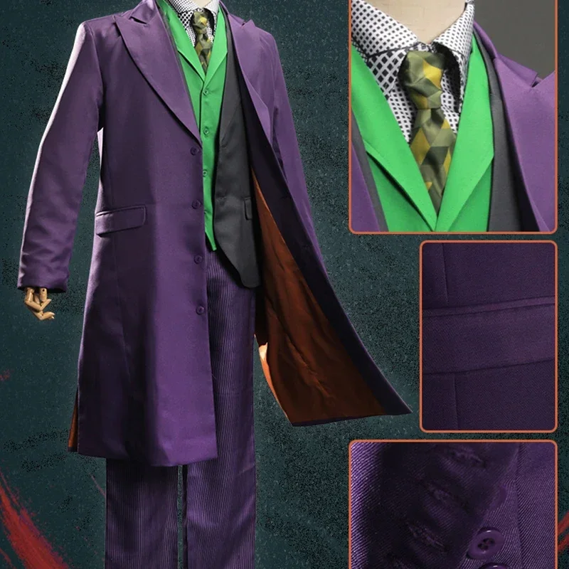 Ee01 coringa heath ledger cosplay traje palhaço noite escura coringa terno festa uniformes de halloween definir roupas completas io0!