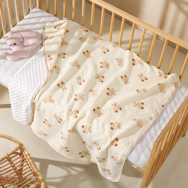 Coperta in crêpe di cotone trapunta double-face per bambini Biancheria da letto per bambini Swaddle Muslin Wrap