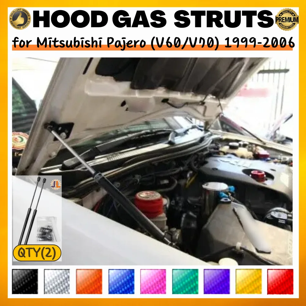 

Qty(2) Hood Struts for Mitsubishi Pajero/Montero/Shogun (V60/V70) 1999-2006 Front Bonnet Gas Springs Shock Absorber Lift Support