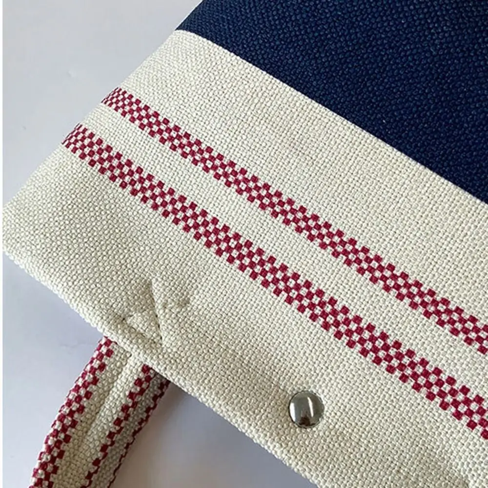 

Портативная холщовая сумка в сине-белую полоску, маленькая тканевая сумка, большая вместительная сумка, модная милая сумка для обеда, дорожная сумка