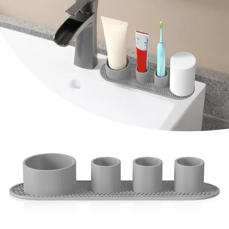 4 Hole Tooth Brushing Holder 2-in-1 Toothpaste Holder Toothbrush Organizer Stand Countertop accessories household Gadgets