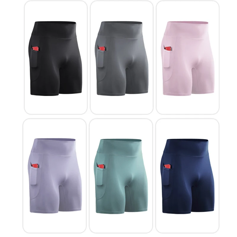 Sport Shorts Mens High Waist Running Shorts Breathable Elastic Summer Man Gym Fitness Training Jogging Short Pants With Pockets