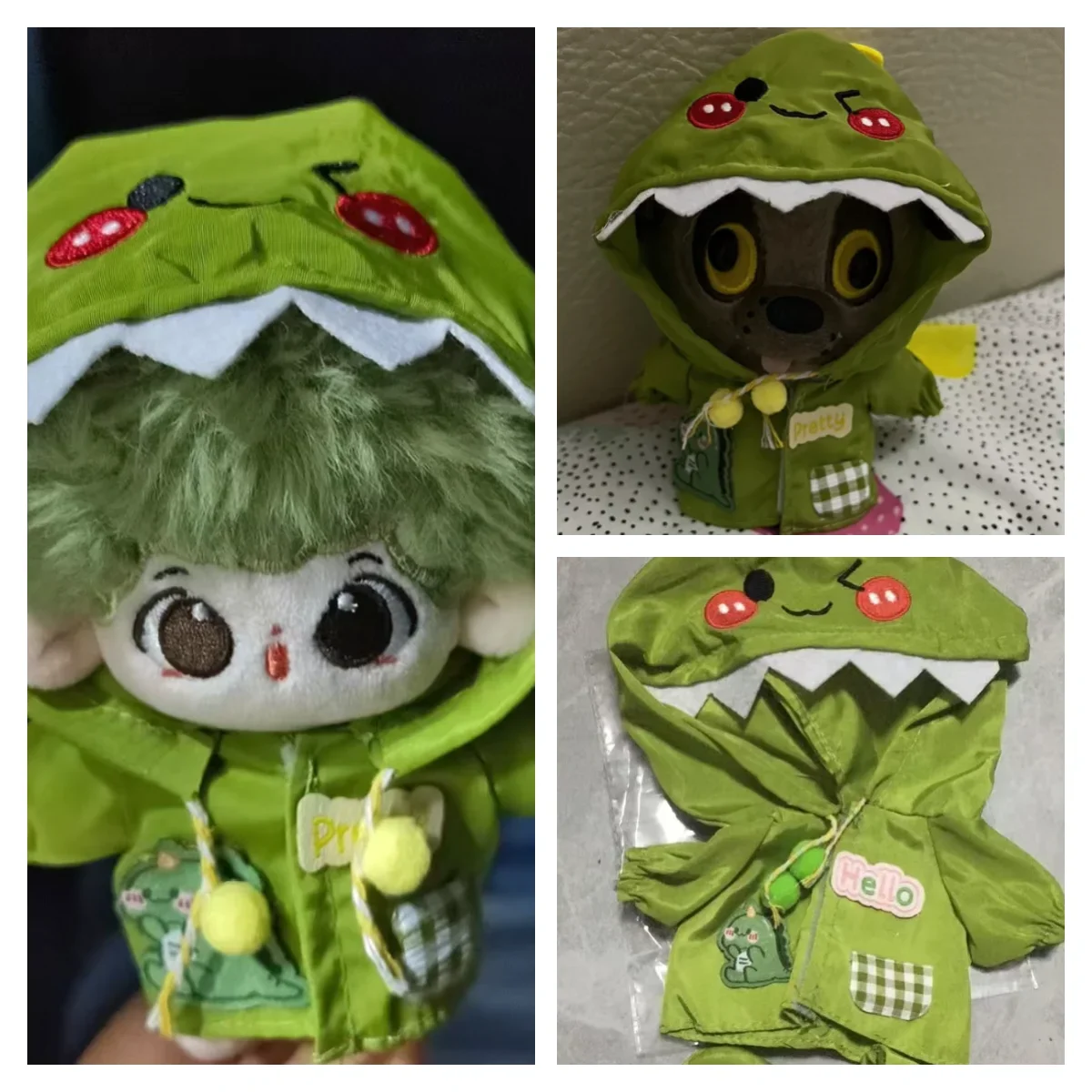Love and Deepspace10cm Doll Clothes Green animal  outdoor raincoat set Replacement Outfit Cosplay Plush Dolls Clothes