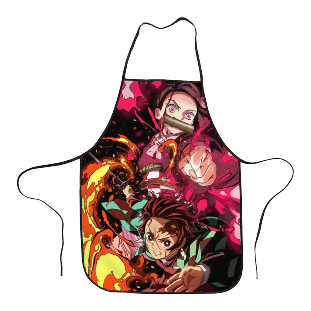 

Fashion Design Demon Slayer Graphic Anime Apron Store Logo For Women Gift Composite Fabric Cleaning Pinafore