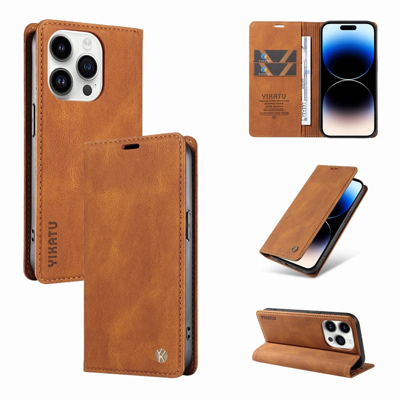 Leather Wallet Flip Case For Iphone 15 14 11 Pro Max 13 12 Mini Luxury Phone Bag On For Iphone XR X XS MAX 6 7 8 Plus SE 2 Cover