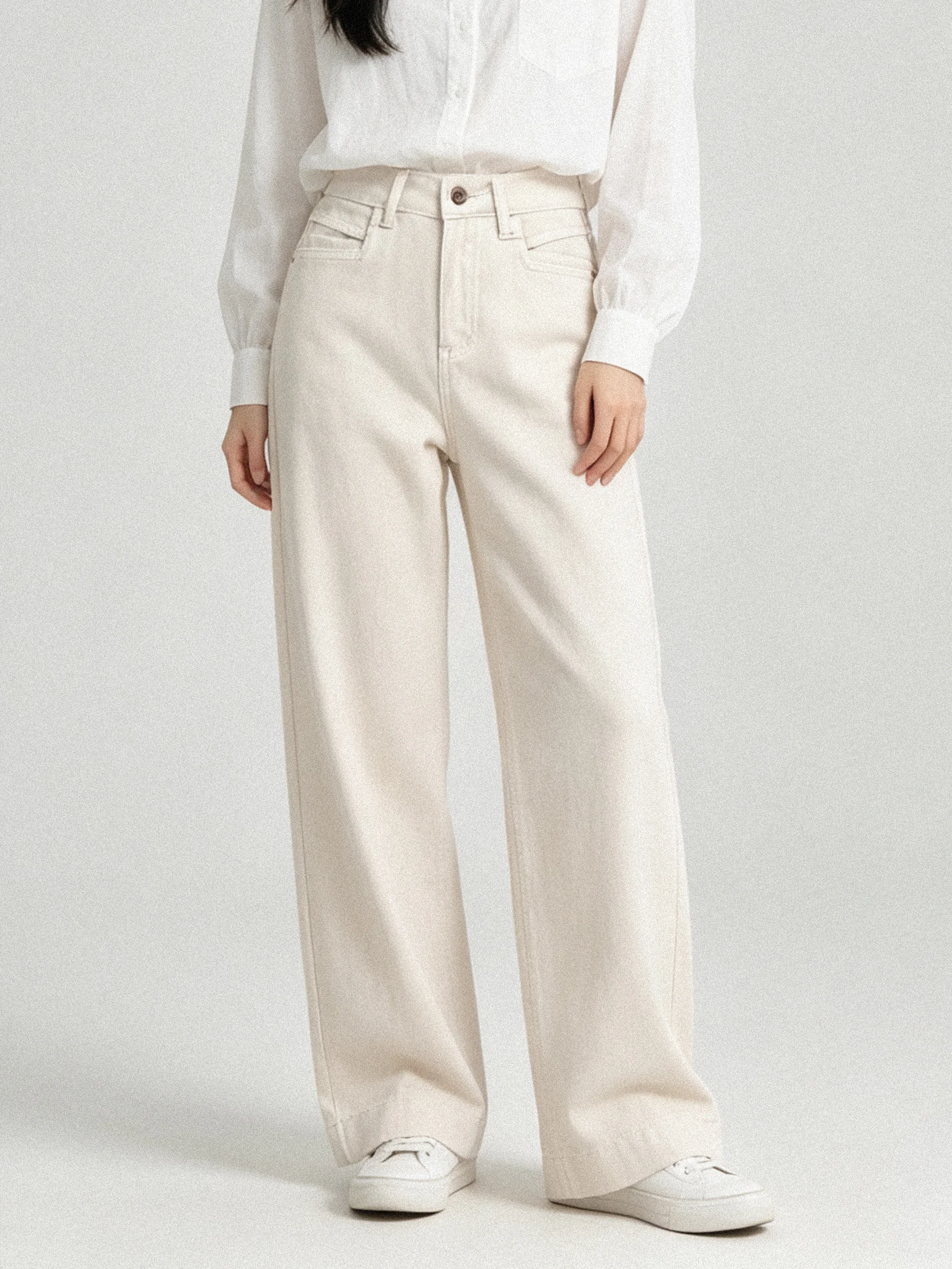 Korean Style High Waist Straight Leg Jeans Casual Loose Comfortable Commute Slimming Jeans for Younger Looking All Seasons