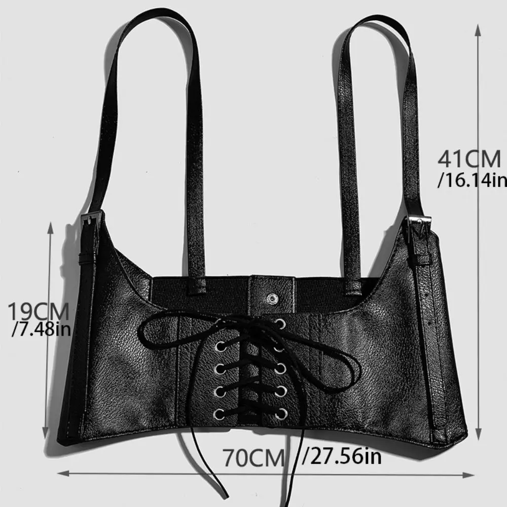 Punk PU Leder Hosenträger Elastische Cummerbunds Schwarz Einstellbar Breiten Gürtel Abnehmen Bund Taille Korsett Kleid