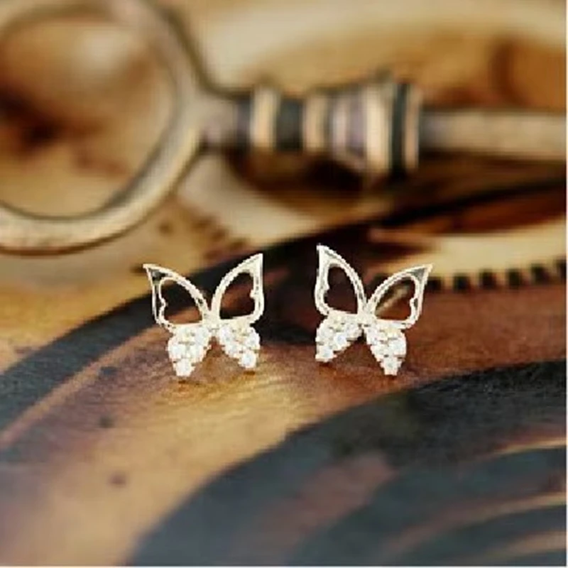 Butterfly Earring Ms. Exquisite Stud Earrings Hollow Sparkling Rhinestone Fashion Earrings For Women Fashion Jewelry