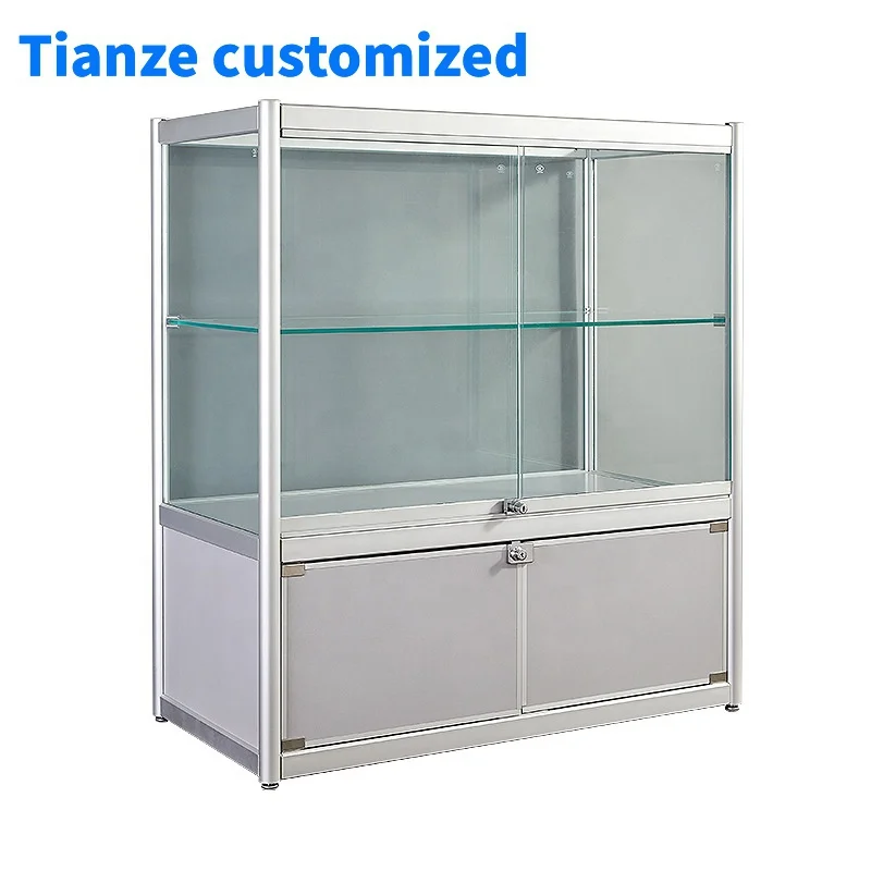 

(Customized) tempered glass display cabinet aluminum frame shop showcase design high quality retail store fixtures sale