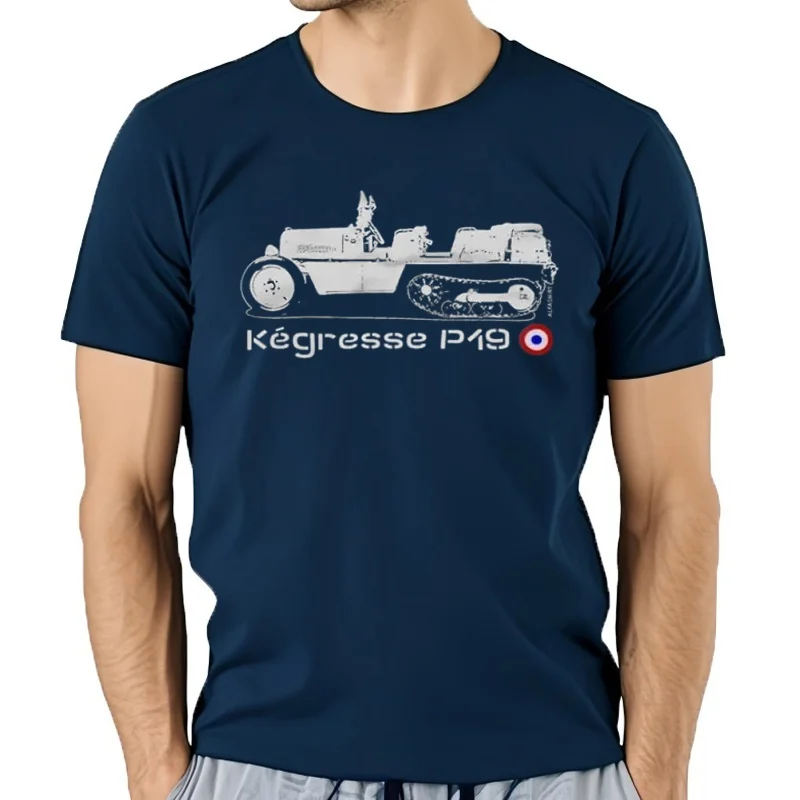 Kégresse P19 collar del ejército francés Tractor camiseta de manga corta Casual algodón cuello redondo hombres camiset