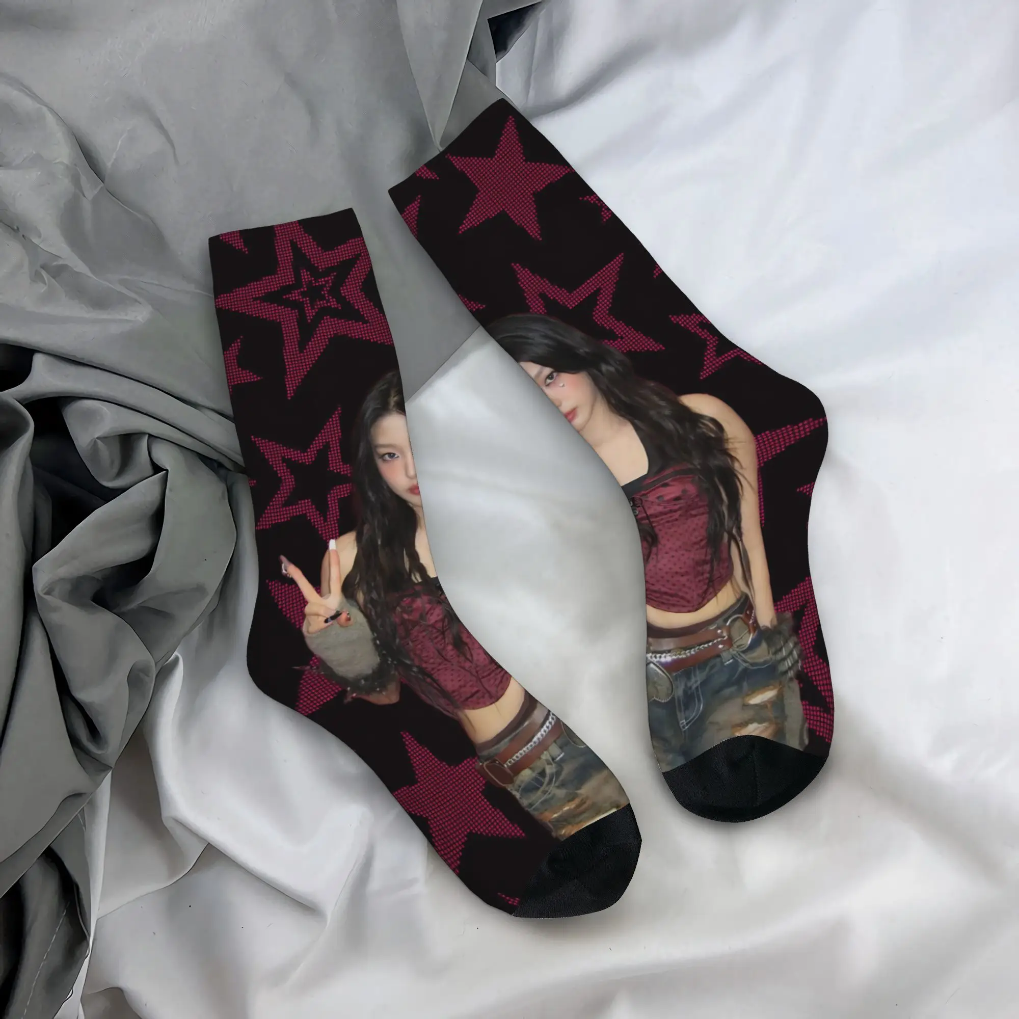 Katseyes Yoonchae Kpop Girl Group Socks Men's Women's Harajuku  Socks Spring Summer Autumn Winter Middle Tube Stockings
