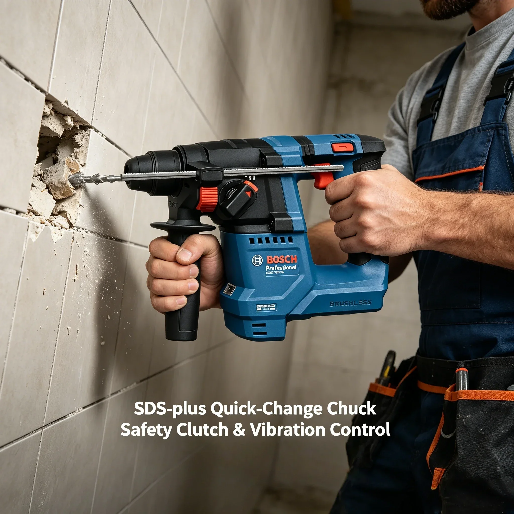 Bosch GBH 18V-18 18V Brushless Cordless Rotary Hammer, 1.5J SDS PLUS Professional Impact Drill Hammer Power Tool view 3