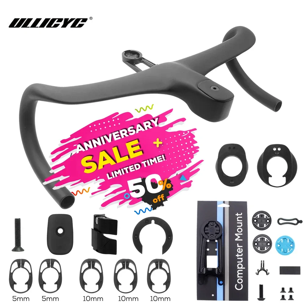 AliExpress ULLICYC T4 ULTRA Road Bike Full Carbon Fiber Internal Cable Integrated Bicycle Handlebar Cockpit For 360mm-380mm With Mount
