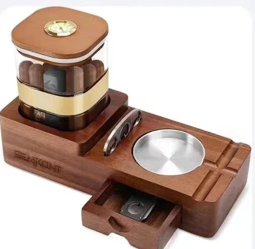 Cigar Accessories Cigar Wooden Box Tea Containers  Holder Health Products Wooden Humidor Iron Flip-Type Humidor Cigar Humidor