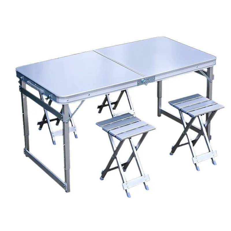 Outdoor folding tables and chairs, portable aluminum alloy ground marketing night market stall table, promotional simple