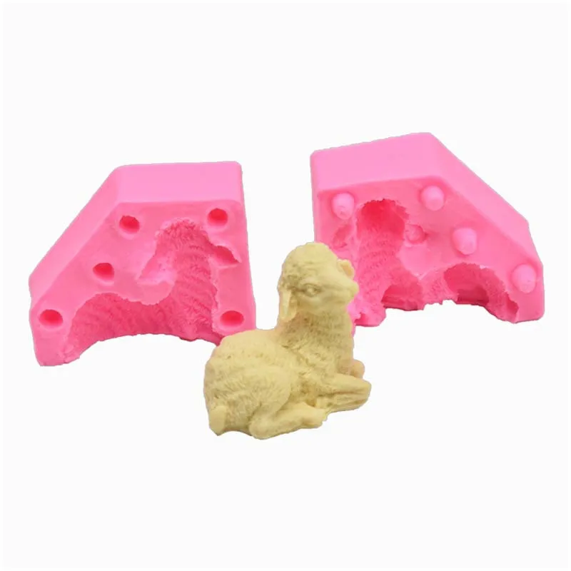 Molde de silicona de oveja 3D para jabón, moldes de arcilla polimérica para velas, Fondant, herramientas de decoración de pasteles, molde de pasta