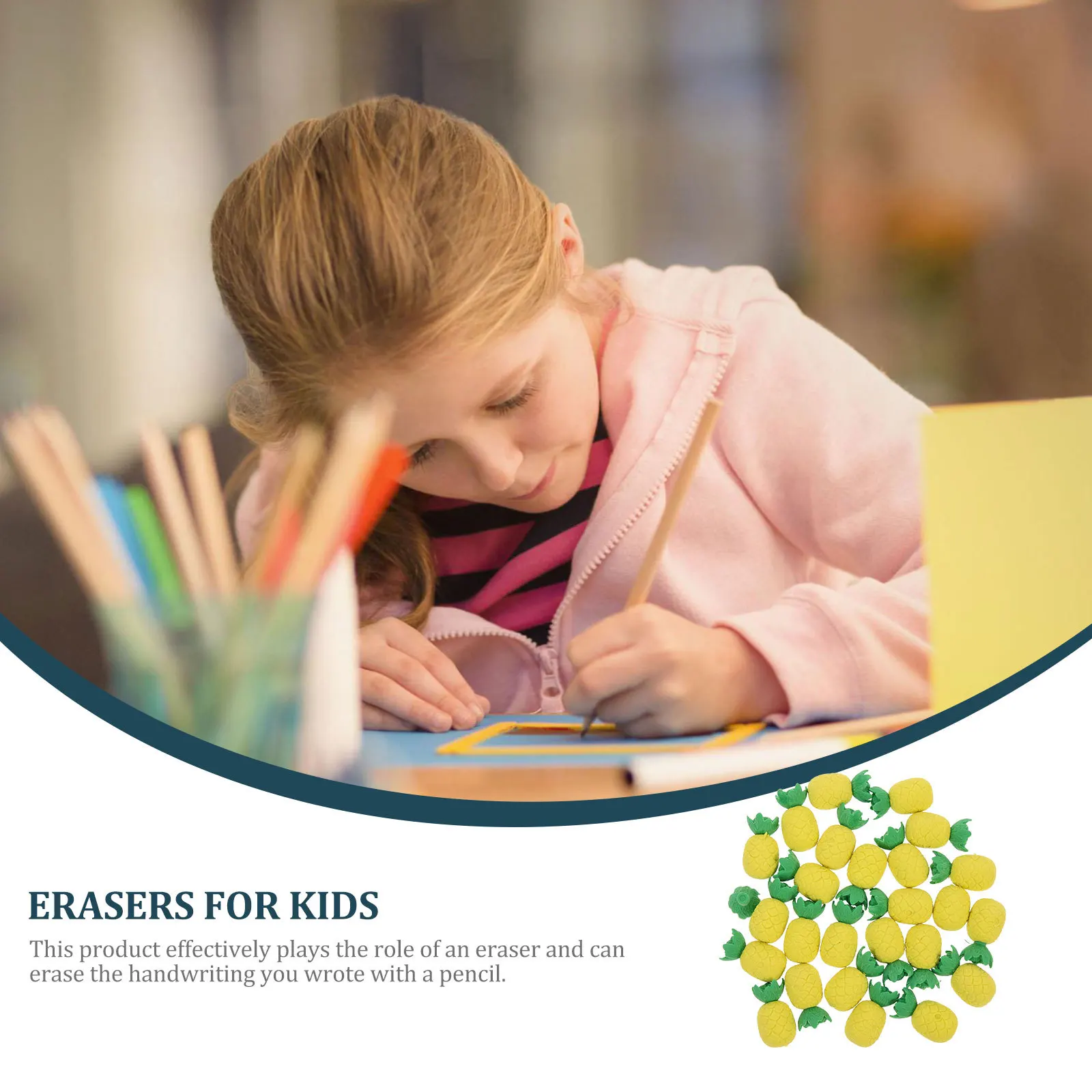 

30Pcs Kawaii Fruit Shaped Erasers Pineapple Modeling School Supplies Students Tiny Pencil Erasers Durable Safe