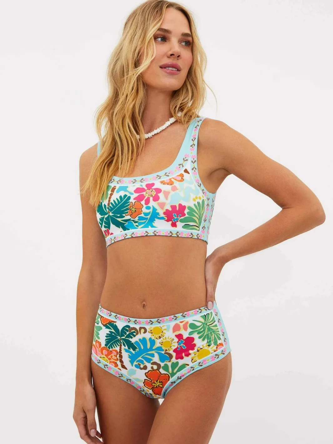 Conjunto sexy de biquíni estampado feminino, maiô de cintura alta, moda feminina, roupas de praia, 2021