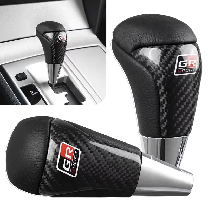Car Gear Shift Knob Carbon Fiber Leather Lever Change For Toyota GR Sports Corolla Supra Racing Parts Gazoo Yaris Accessories view 2