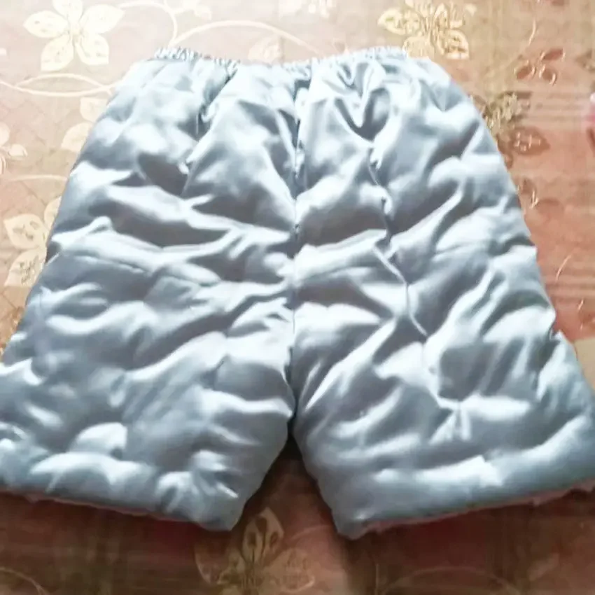 Jedwabiste, kwieciste, ręcznie robione, grube, zimowe, ciepłe szorty z mieszanki bawełny, elastyczny pas