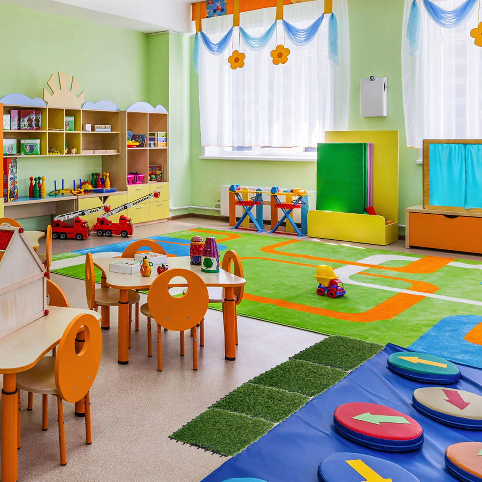 

Artificial Grass Tiles Interlocking Design for Yard Garden Patio Decor Fake Grass for Outdoor Indoor Use Realistic Lawn Turf